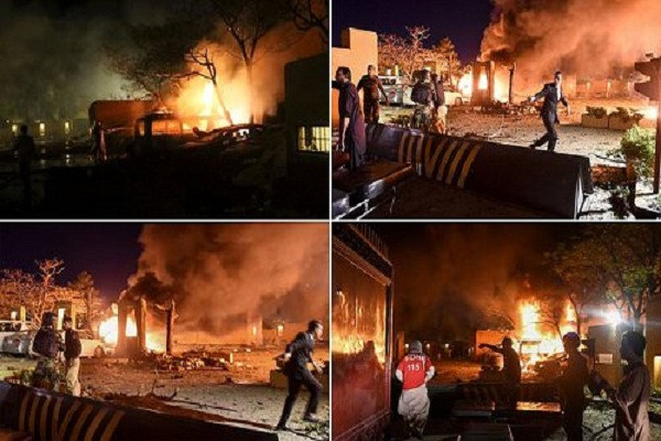 Theo Daily Mail, vụ đánh bom nhằm vào khách sạn có Đại sứ Trung Quốc Nong Rong xảy ra tại thành phố Quetta, Pakistan, hôm 21/4. (Nguồn ảnh: Daily Mail)