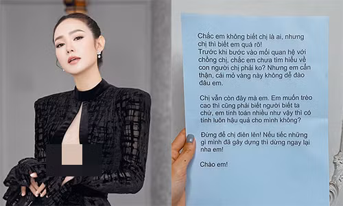 Minh Hang len tieng khi nhan duoc thu nac danh to giat chong