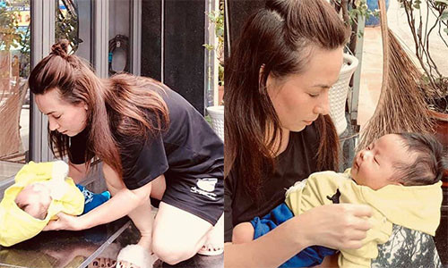 Phi Nhung nhan them con nuoi, em be bi bo roi truoc cua nha