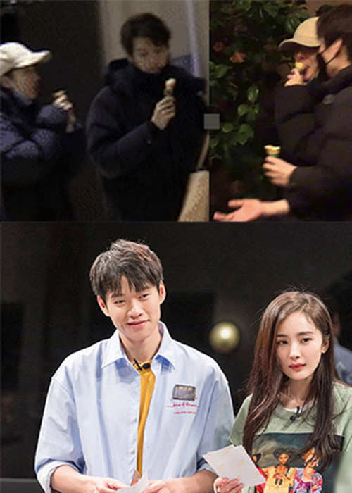 Ngoài bị phát hiện dùng đồ đôi, Dương Mịch - Ngụy Đại Huân còn từng lộ ảnh cùng ăn kem và vào khách sạn. Ảnh: Sina