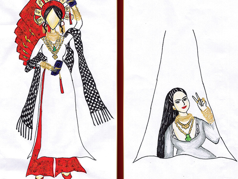 “Đi đường quyền” của Nguyễn Duy Gun lấy cảm hứng từ tà áo dài truyền thống Việt Nam kết hợp với múa quyền, đi đường quyền hay còn gọi là đường lang quyền. Vàng đeo trên tay, trên cổ thể hiện sự giàu có và đúng chất miền Tây. Đồng thời hình ảnh 7 quyển sổ đất đại diện cho sự cần cù và số 7 cũng là số may mắn trong tâm thức con người. Tà sau là hình ảnh của cô Minh Hiếu.