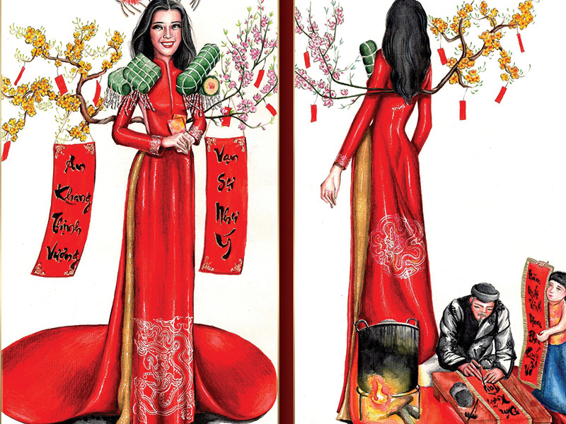 “Tết Việt” của Nguyễn Phúc Hậu sử dụng ý tưởng ngày Tết cổ truyền Việt Nam.