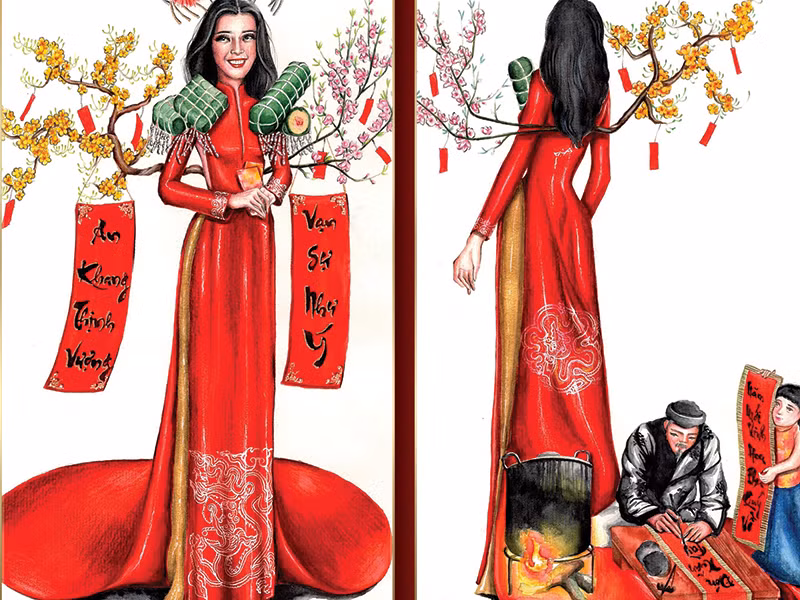 “Tết Việt” của Nguyễn Phúc Hậu sử dụng ý tưởng ngày Tết cổ truyền Việt Nam.