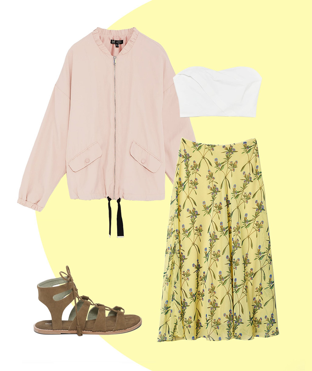 Với những cô nàng hướng theo phong cách bohemian thì giày sandal buộc dây đi cùng váy hoa là sự kết hợp không thể hoàn hảo hơn. Nếu bạn yêu thích phong cách phóng khoáng, quyến rũ thì có thể sử dụng thêm áo khoác bên ngoài chiếc áo ống gợi cảm.