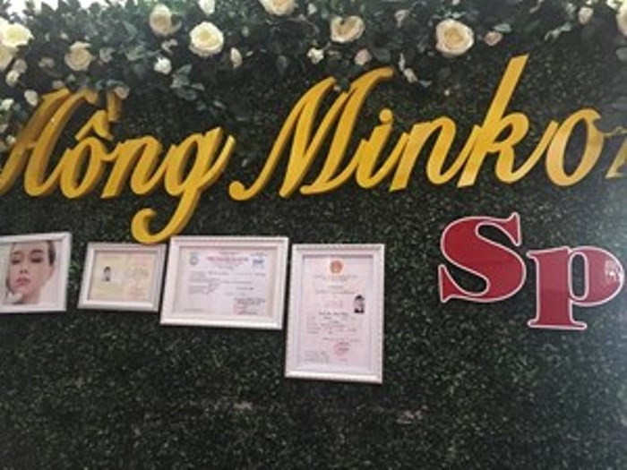 Tại thời điểm kiểm tra, cơ sở thẩm mỹ Hồng Minkin chưa xuất trình được giấy phép hoạt động. Ảnh: SYT.
