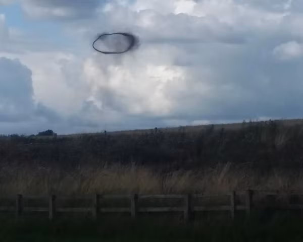 Vòng tròn màu đen bí ẩn có đường kính khoảng 100 m và lơ lửng ở độ cao từ 200 đến 1.000 m. "Nó có thể là một vòng khói khổng lồ, sinh ra sau khi một vật gì đó bị đốt cháy", chuyên gia vật lý học Andrey Solodovnik tại đại học Bắc Kazakhstan cho biết.