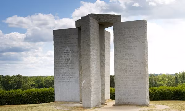 Đài tưởng niệm bằng đá Georgia Guidestones, còn gọi là "Stonehenge Mỹ", được dựng ở Elbert, Georgia năm 1979. Các tảng đá khắc 10 "điều răn dạy mới" bằng 8 ngôn ngữ gồm Anh, Tây Ban Nha, Swahili, Hindi, Do Thái, Arab, Trung Quốc và Nga. Hiện vẫn chưa ai tìm ra mục đích và nguồn gốc của đài tưởng niệm này.