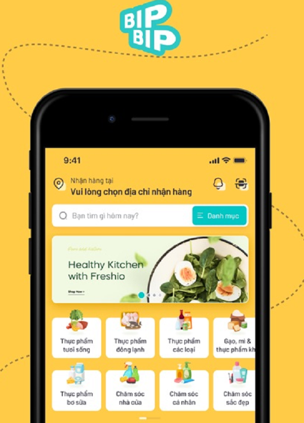 Ứng dụng BipBip giúp người dùng đặt thực phẩm với các thao tác đơn giản để mua hàng, thanh toán qua ví điện tử, thông tin đơn hàng rõ ràng thuận tiện cho giao nhận ở các siêu thị BigC, Go, Tops Market gần nhất.