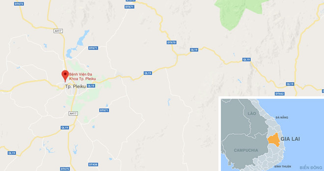 Bệnh viện đa khoa TP Pleiku, nơi xảy ra vụ việc. Ảnh: Google Maps.