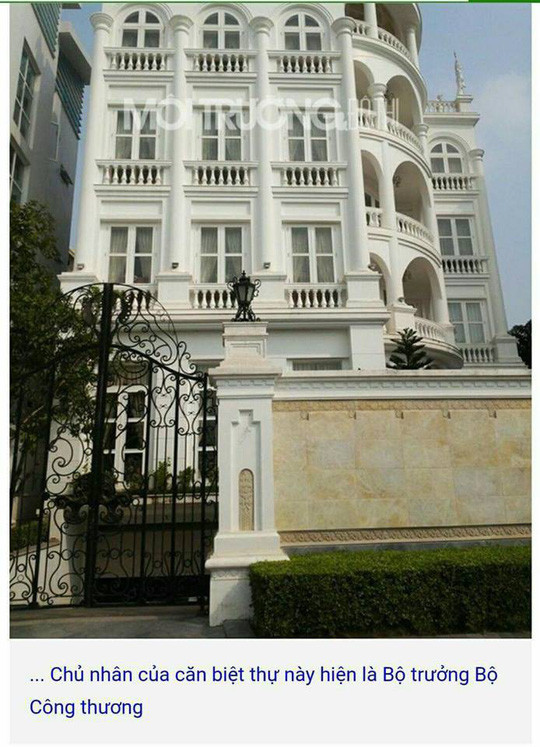 Hình ảnh căn biệt thự trên tờ báo điện tử.