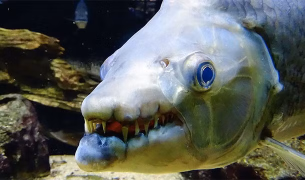 9. Cá hổ goliath hay cá hổ khổng lồ là một loài cá nước ngọt châu Phi rất lớn trong họ cá Alestidae, chúng có thể xơi tái một con cá sấu mà không hề hấn gì. Đây đích thực là một con thủy quái vô cùng đáng sợ, có người gọi nó là con cá đến từ địa ngục. (Nguồn: L25)