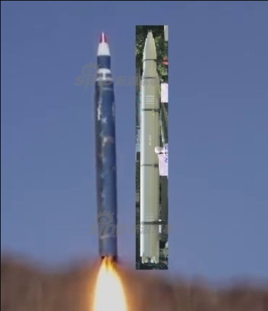 Mặc dù vậy, khi đặt quả tên lửa H-2 Volcano của Yemen bên cạnh tên lửa Iran Qiam 1/Scud-C của Iran thì khó có thể phân biệt được sự khác biệt. Nguồn ảnh: Sina.