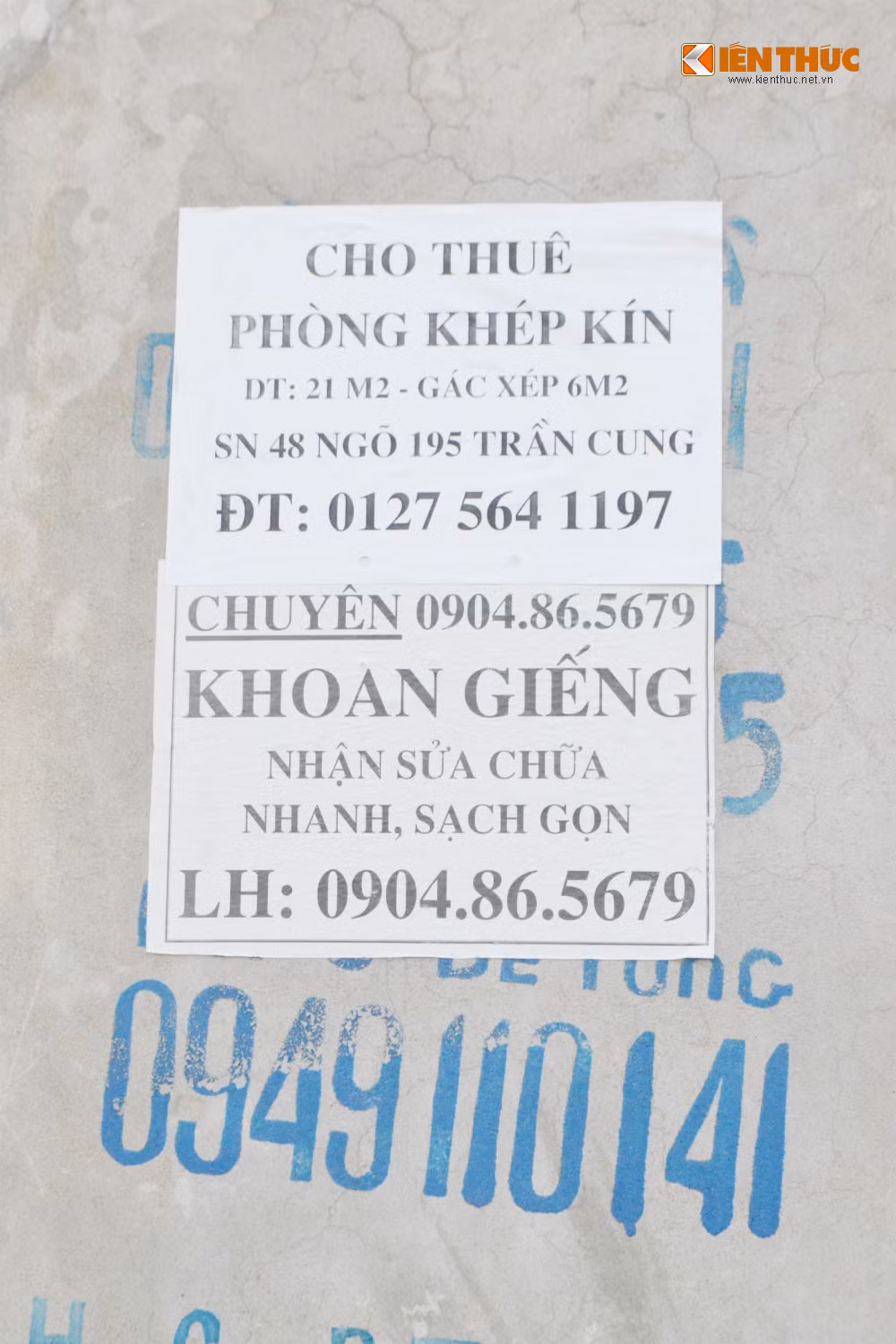 hay những mẩu giấy quảng cáo, cho thuê phòng trọ.