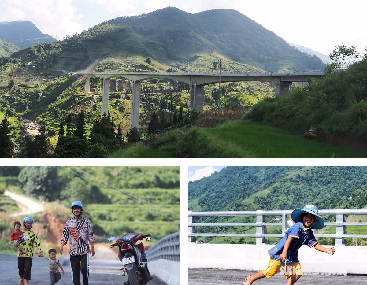 Người dân địa phương háo hức với cây cầu mới. (Ảnh: Sức khỏe &amp; Đời sống).