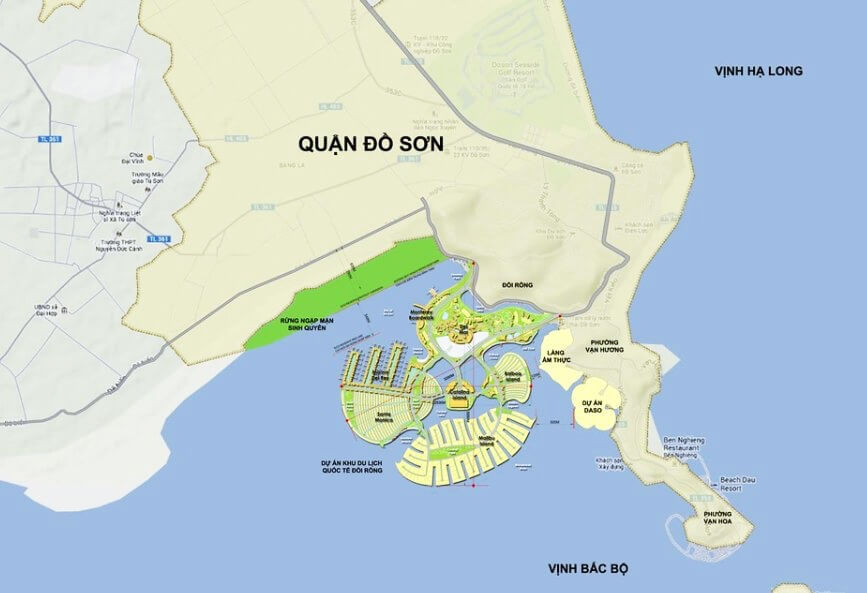 Với tổng số vốn đầu tư lên đến khoảng gần 25 nghìn tỷ đồng, nơi đây được kỳ vọng sẽ trở thành khu du lịch sinh thái nghỉ dưỡng với các biệt thự và khách sạn cao cấp hàng đầu tại thành phố hoa phượng, góp phần đưa tên tuổi của thành phố này nổi danh hơn nữa trên bản đồ du lịch quốc tế. (Ảnh vị trí dự án Dragon Ocean).