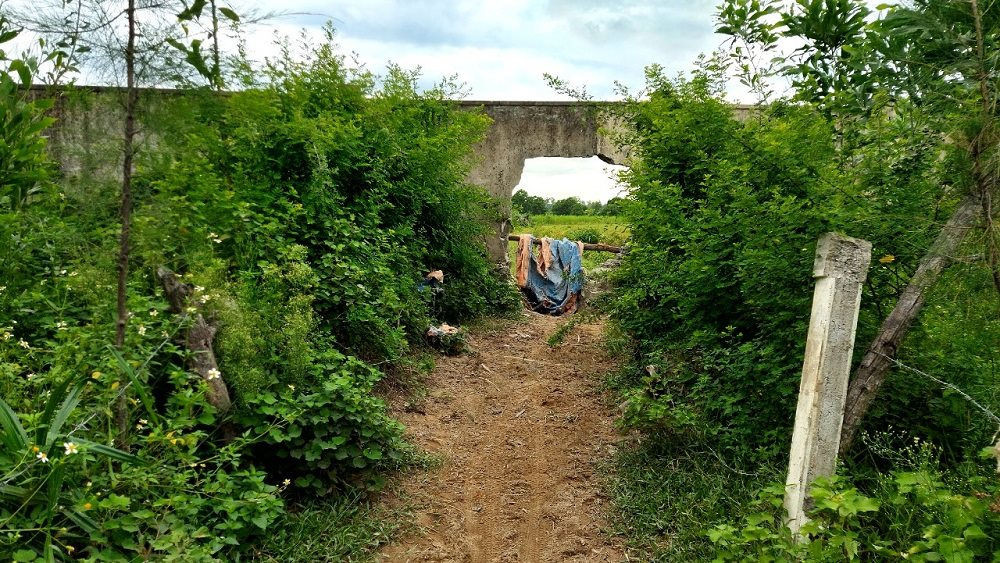 Bờ tường rào khu đất bị phá thành lối đi. (Ảnh: Báo Tài nguyên và Môi trường).