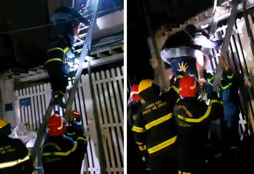 Cam dong hinh anh chien si Canh sat PCCC cuu nguoi trong bien lua-Hinh-8