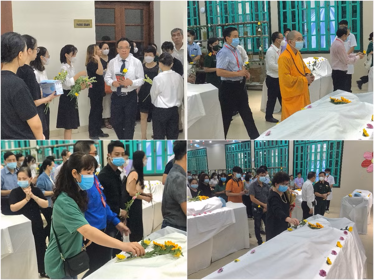 Từng bông hoa tươi thắm được dâng lên những "người thầy thầm lặng".