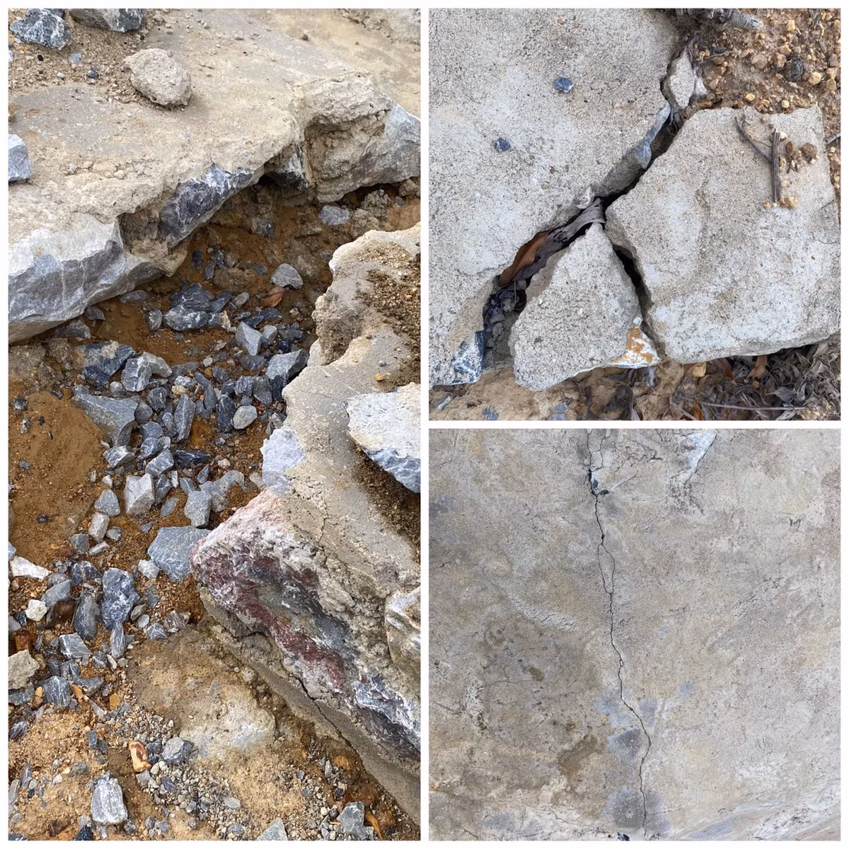 Nhiều hạng mục đã bắt đầu bị hư hỏng, xuất hiện các vết nứt, đặc biệt hạng mục mương thoát nước đã bị cuốn trôi.