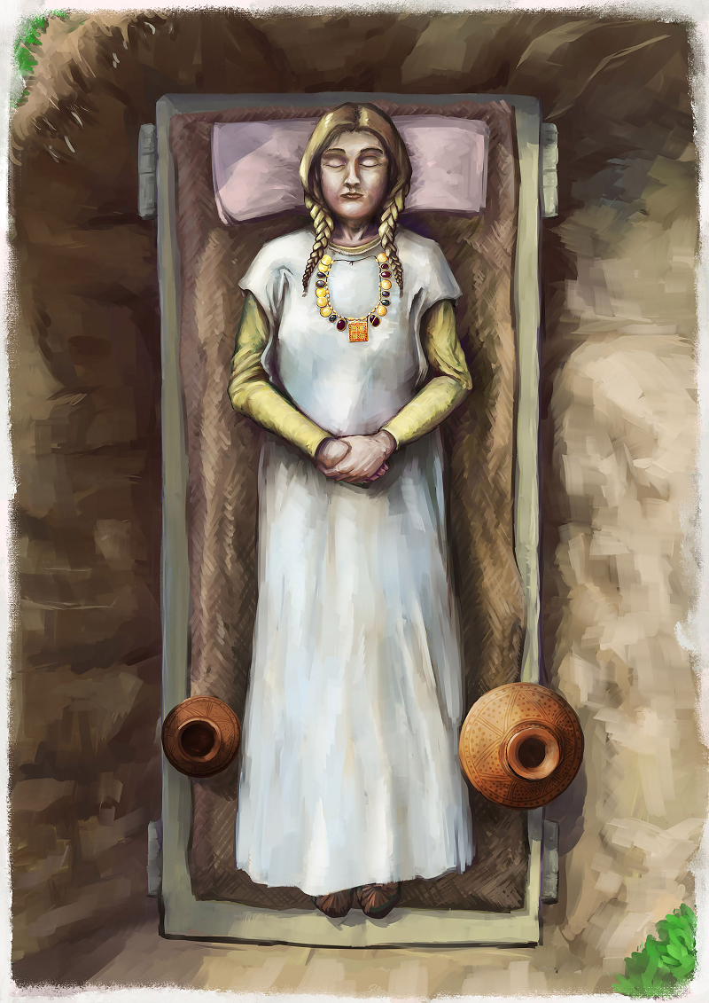 Chiếc vòng cổ được chôn cùng một người phụ nữ có địa vị cao, qua đời trong khoảng năm 630 đến 670, theo nhóm nghiên cứu ở Bảo tàng Khảo cổ London phụ trách khai quật kho báu.