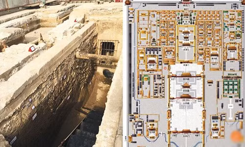 Một trong những địa điểm khai quật có 4 tầng móng, gồm tầng móng nhà Thanh ở trên cùng, tiếp đó là tầng móng ở cuối và đầu thời nhà Minh, tầng móng của nhà Nguyên nằm ở cuối cùng.