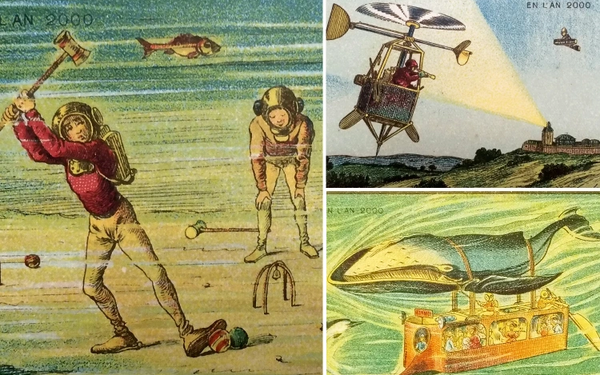 Các phương tiện giao thông dưới nước, hành trình khám phá bầu trời và đại dương của con người ở thế kỷ 21 đều xuất hiện trong các bức tranh bằng các cách khác nhau.