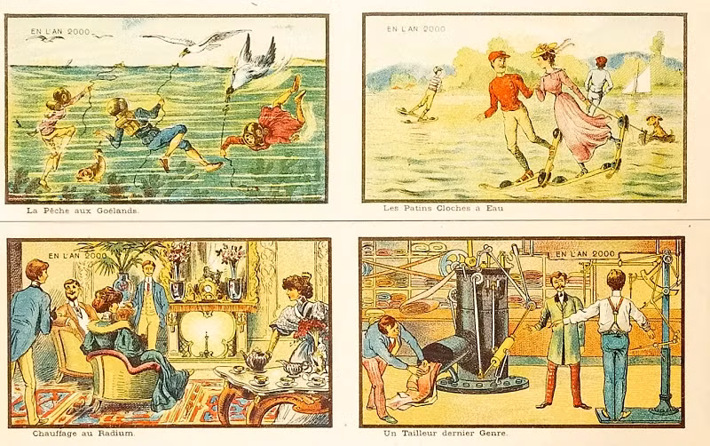 Điều đáng chú ý, đây là những dự đoán về thế giới năm 2000, được vẽ từ năm 1899, nhưng ẩn chứa nhiều chi tiết trùng khớp với thực tế đến khó tin.