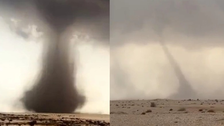 Hôm 7/12, Cục Khí tượng Qatar đã chia sẻ video lốc xoáy xuất hiện trên sa mạc ở phía bắc đất nước. Trong video, một cơn lốc xoáy màu đen khổng lồ hình thành giữa sa mạc. Một video khác sau đó quay cảnh cơn lốc xoáy di chuyển về phía xa.