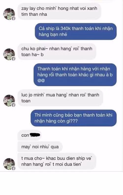 Trong trao đổi trực tuyến để mua, bán hàng online, đôi khi chủ shop và khách không hiểu được nhau do các rào cản về ngôn ngữ, đặc biệt là khi các cuộc nó chuyện được thực hiện chủ yếu qua các ô chat. Nhiều vị khách chat tiếng Việt không dấu khiến chủ shop đọc, hiểu sai ý nhưng sau đó chính họ lại nổi nóng và buông nhiều lời thiếu văn hóa khiến người bán hàng hết sức bức xúc.