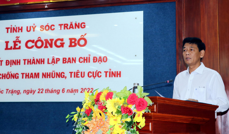 Ngày 22/6, Tỉnh ủy Sóc Trăng tổ chức công bố Quyết định thành lập Ban Chỉ đạo phòng, chống tham nhũng, tiêu cực của tỉnh. Ban Chỉ đạo gồm 15 thành viên do ông Lâm Văn Mẫn - Bí thư Tỉnh ủy Sóc Trăng làm Trưởng Ban. Phó trưởng Ban Chỉ đạo gồm: Bà Hồ Thị Cẩm Đào - Phó Bí thư Thường trực Tỉnh ủy; ông Nguyễn Văn Sắc - Trưởng Ban Nội chính Tỉnh ủy; ông Võ Chí Công - Trưởng Ban Tổ chức Tỉnh ủy; ông Nguyễn Văn Thống - Chủ nhiệm Ủy ban Kiểm tra Tỉnh ủy; Đại tá Lâm Thành Sol - Giám đốc Công an tỉnh Sóc Trăng. 