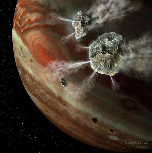 Sao chổi SL9 bay với tốc độ cực cao về phía hệ Mặt trời. Kích thước của ngôi sao chổi này khá lớn, đường kính tới 5 km, cũng có thể coi là loại lớn nhất trong thế giới sao chổi. Theo tính toán của các nhà thiên văn, nếu SL9 đi đung theo quỹ đạo của nó thì nó sẽ va vào Trái đất vào tháng 7 năm 1994.