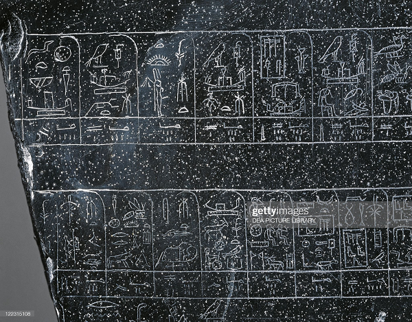 Văn bản được viết bằng chữ tượng hình liệt kê 120 vị vua cai trị trước khi hình thành nền văn minh Ai Cập cổ đại. Tên các vị thần và á thần có trong phả hệ hoàng gia Ai Cập.
