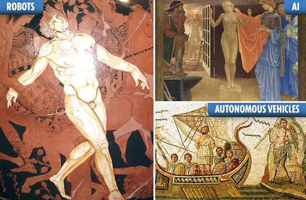 Một ví dụ khác là Pandora, một "người máy" được Hephaestus sáng tạo ra để mở một chiếc hộp và "giải phóng những cái ác" trên thế giới, được cho là giống như nhân vật trong bộ phim "Blade Runner".