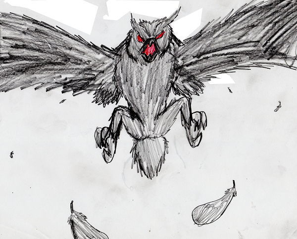 3 tháng sau, vào mùa hè, hai người cắm trại Sally Chapman và Barbara Perry khi đi ngang qua nhà thờ lớn cũng bắt gặp cảnh tượng tương tự. Lần này, người cú được miêu tả với cặp mắt đỏ lòm, khát máu và cái miệng rộng như muốn ăn tươi nuốt sống cả Chapman và Perry.