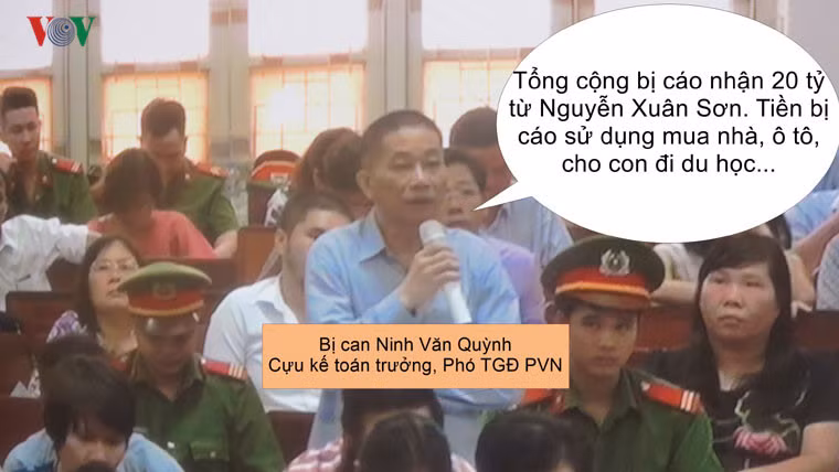 Khai nhận tiền sau khi bị bắt nhưng Ninh Văn Quỳnh cho biết nhận với mục đích cá nhân, khi đưa Sơn không nói tiền lãi ngoài.