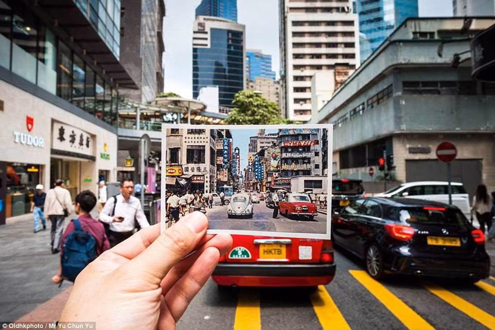 Queen's Road Central ở Hong Kong hiện nay trở thành khu mua sắm với nhiều tòa nhà chọc trời hiện đại.
