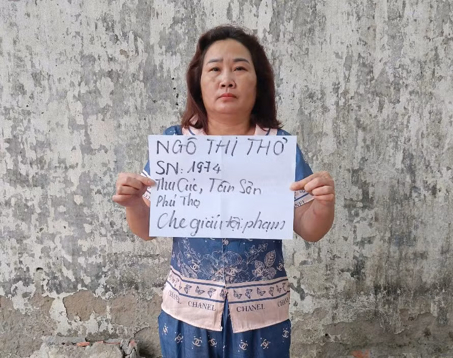 Ngô Thị Thơ (SN 1974, trú tại khu Trung tâm 2, xã Thu Cúc, huyện Tân Sơn, tỉnh Phú Thọ - mẹ đẻ đối tượng Hà Thương Hải) bị khởi tố tội Che giấu tội phạm. 