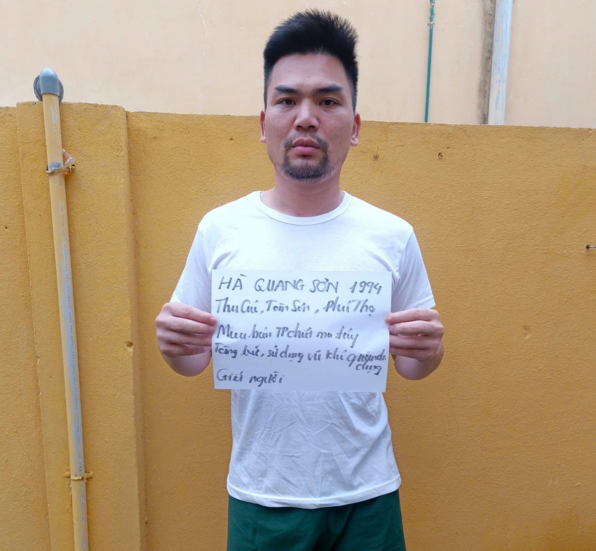 Đối tượng Hà Quang Sơn (SN 1994, trú tại xã Thu Cúc, huyện Tân Sơn, tỉnh Phú Thọ) bị khởi tố về các tội: Giết người; Mua bán trái phép chất ma túy; Tàng trữ, sử dụng trái phép vũ khí quân dụng.