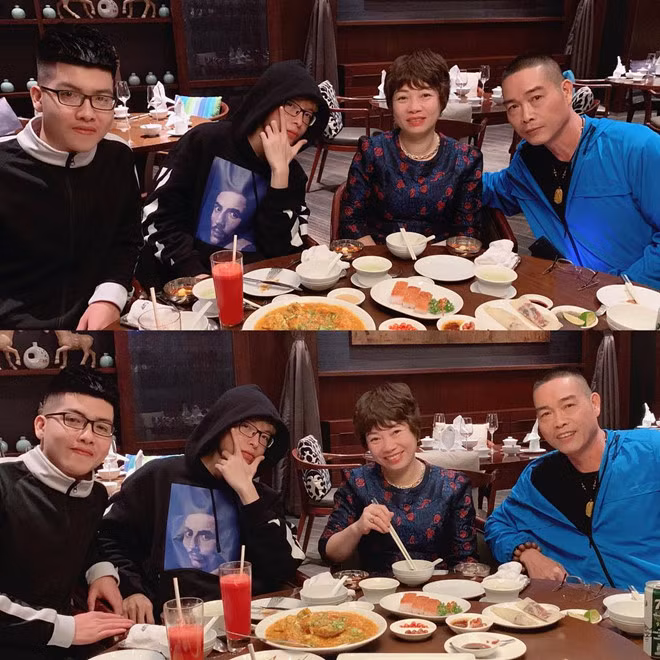 Nam ca sĩ Đức Phúc bên cha mẹ trong ngày đón xuân. Năm qua, Đức Phúc đã có nhiều bước tiến trong hoạt động nghệ thuật. Trong dịp đầu năm, anh dành thời gian sum vầy cùng gia đình thay vì nhận show.