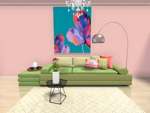 Không gian tiếp khách sẽ đẹp hơn trong những ngày mùa xuân khi được bạn trang trí bằng bức tranh mới gắn tường với chủ đề hoa cỏ vô cùng sinh động.