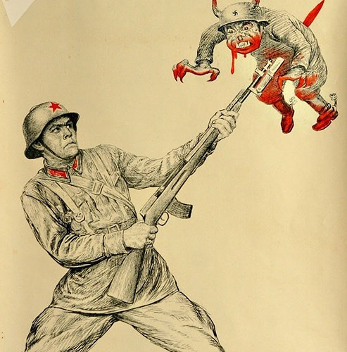“Chủ nghĩa phát xít là một quái vật khát máu. Không thương tiếc với nó!”. Tranh năm 1941.