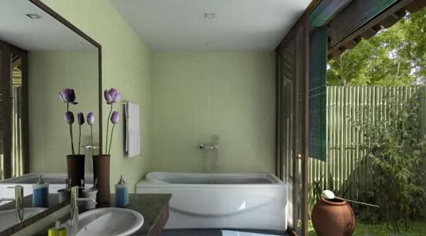 Với việc trang trí nhà tắm theo phong cách đồng quê, phòng tắm của gia đình bạn sẽ trở nên vô cùng mới mẻ, khác lạ và thoáng đãng. Việc trang trí theo phong cách đồng quê cũng giúp bạn cảm thấy dễ hơn trong việc chọn nguyên vật liệu bởi với phong cách này, nội thất thường đơn giản, mộc mạc, không cầu kỳ... Ảnh: Kientrucnhadep. 