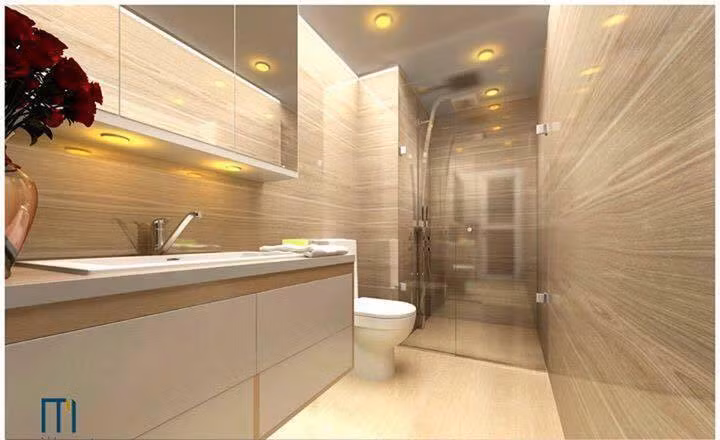 Dù căn hộ nhỏ song diện tích nhà vệ sinh vẫn được đảm bảo.