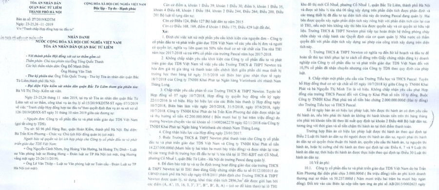 Tranh chap Cty TDS-Truong Newton: Phien so tham va loat cau hoi “mong” lam ro o phuc tham?-Hinh-2