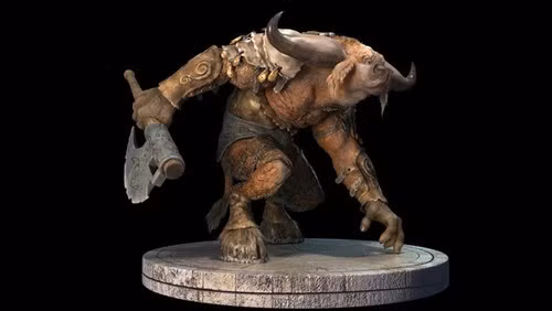 Minotaur - quái vật nửa người nửa bò man rợ là đứa con "dị nhân" của hoàng hậu Pasiphae, vợ vua Minos đảo Crete và một con bò trắng linh thiêng. Do được nuôi lớn bằng thịt người nên Minotaur vô cùng hung bạo. Cuối cùng anh hùng Theseus giết chết quái vật này. Ảnh: AS.