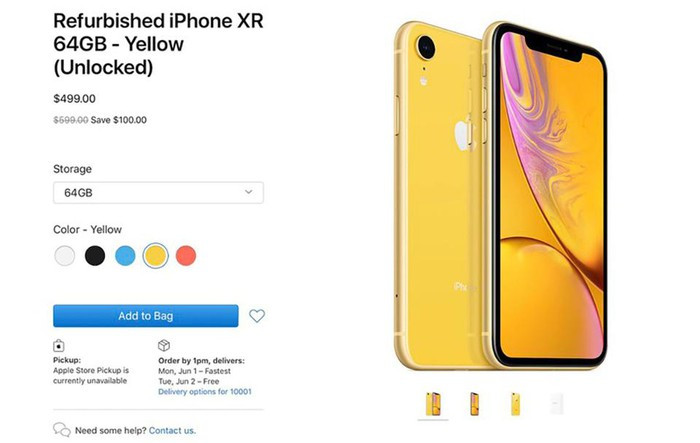 Apple chao ban iPhone XR tan trang, gia tu 499 USD
