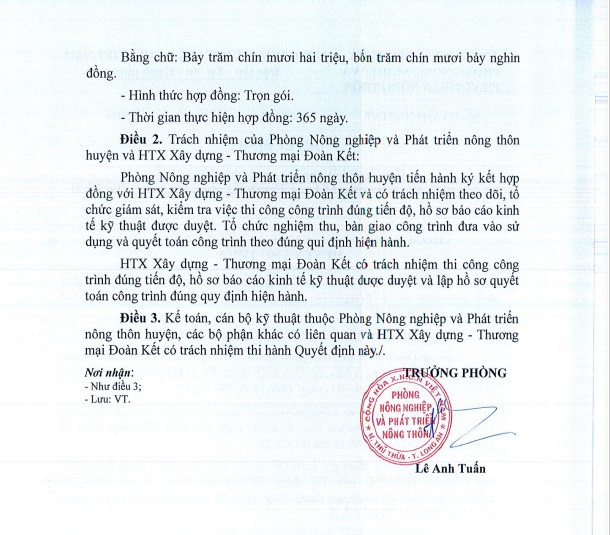 Long An: HTX Đoàn Kết 1 ngày trúng 2 gói thầu tại Thủ Thừa - Hình 2 Long An: HTX Doan Ket 1 ngay trung 2 goi thau tai Thu Thua-Hinh-2