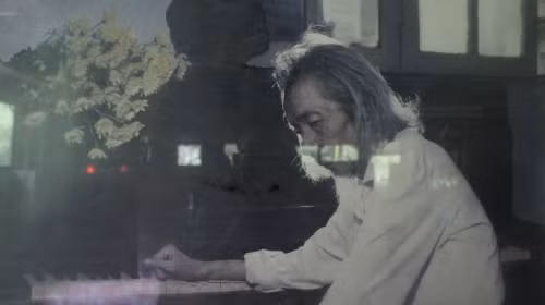 Bức ảnh nổi tiếng về Văn Cao bên những phím Dương cầm.