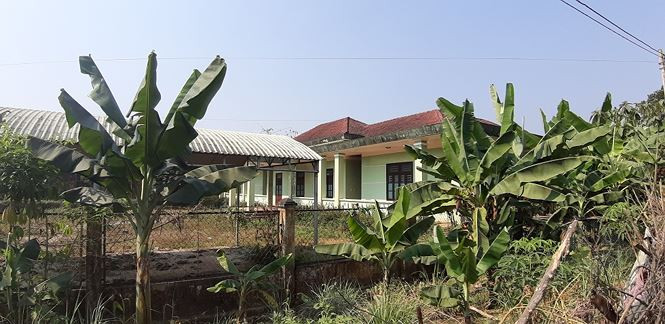 Công trình với 3 khối nhà làm việc được xây dựng kiên cố vẫn còn mới nguyên. Tuy nhiên, khuôn viên bỏ hoang cây cối mọc um tùm - Ảnh: Nguyễn Thành