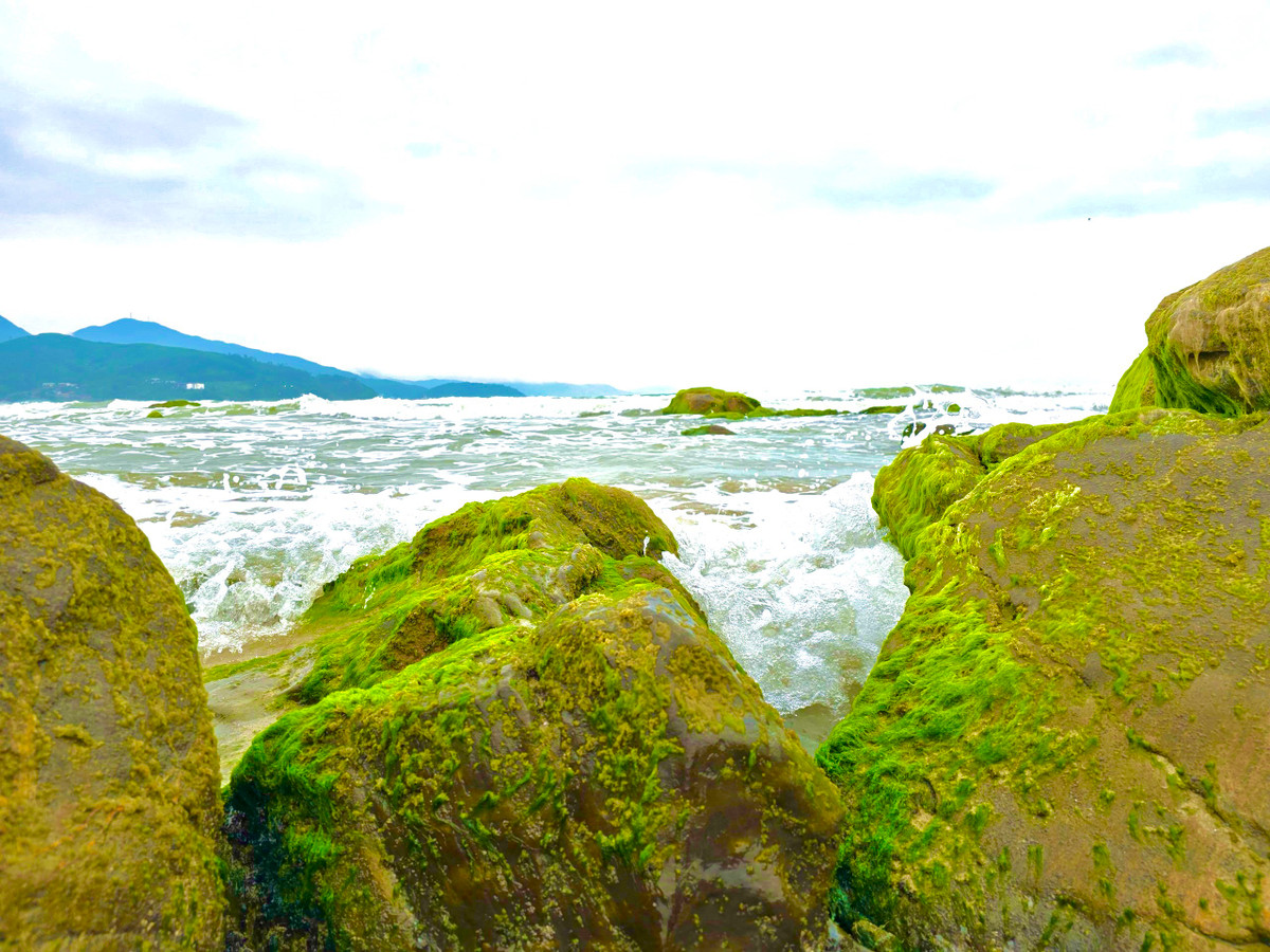 Những tảng đá được nhuộm một màu xanh rêu tuyệt đẹp.